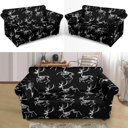Deer Skeleton Print Pattern Loveseat Slipcover-JTAMIGO.COM