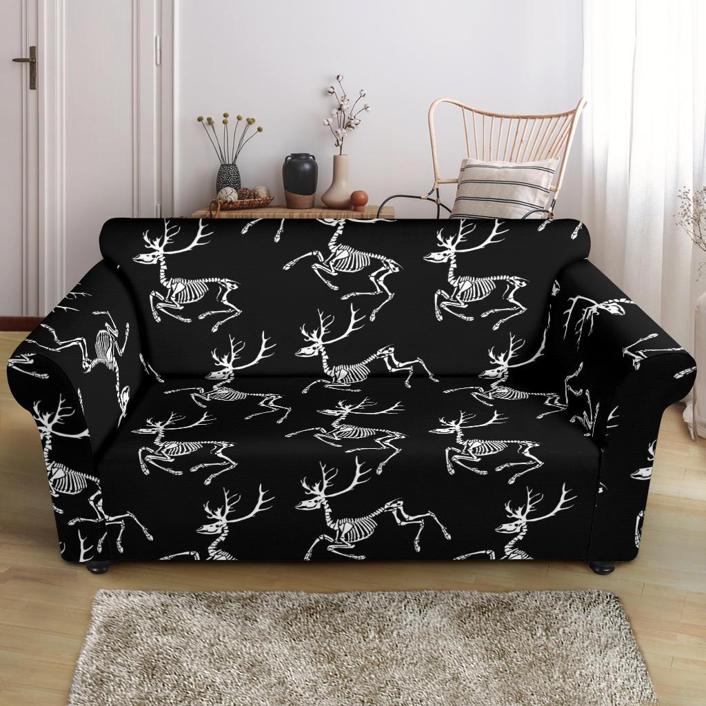 Deer Skeleton Print Pattern Loveseat Slipcover-JTAMIGO.COM