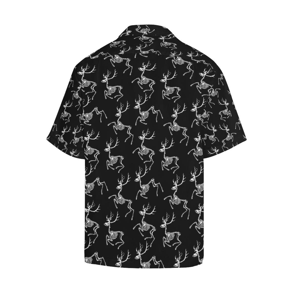 Deer Skeleton Print Pattern Men Aloha Hawaiian Shirt