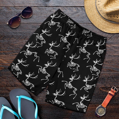 Deer Skeleton Print Pattern Mens Shorts-JTAMIGO.COM
