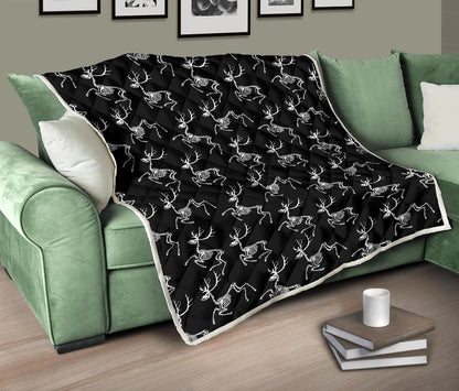 Deer Skeleton Print Pattern Premium Quilt-JTAMIGO.COM