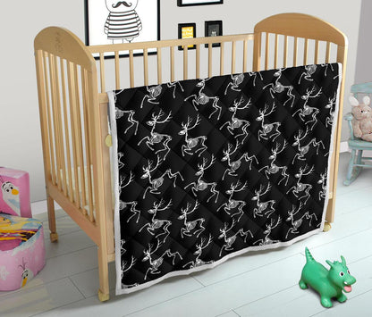 Deer Skeleton Print Pattern Premium Quilt-JTAMIGO.COM