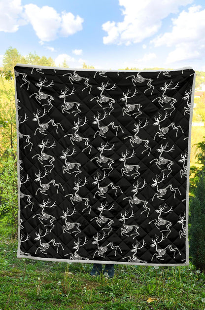 Deer Skeleton Print Pattern Premium Quilt-JTAMIGO.COM