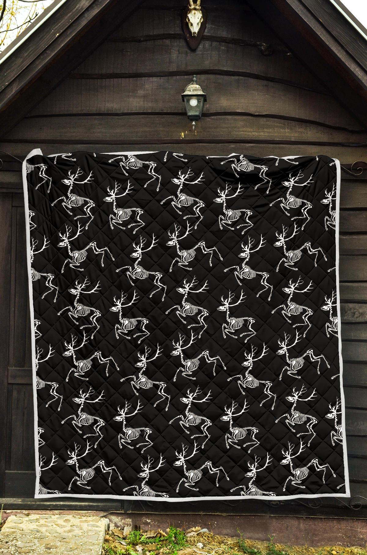 Deer Skeleton Print Pattern Premium Quilt-JTAMIGO.COM