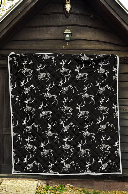 Deer Skeleton Print Pattern Premium Quilt-JTAMIGO.COM