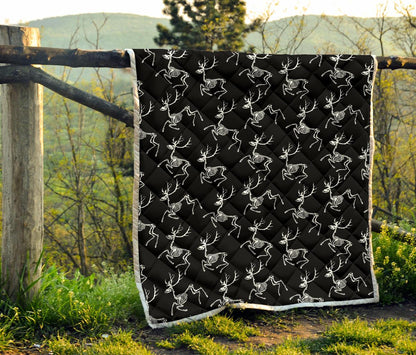Deer Skeleton Print Pattern Premium Quilt-JTAMIGO.COM