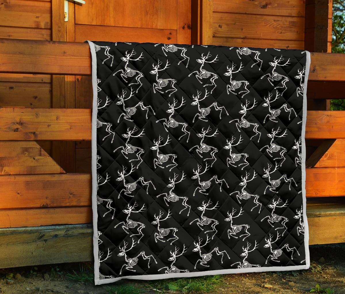 Deer Skeleton Print Pattern Premium Quilt-JTAMIGO.COM
