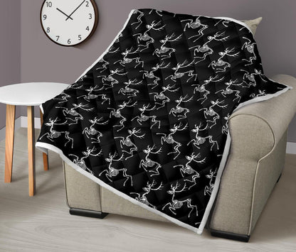 Deer Skeleton Print Pattern Premium Quilt-JTAMIGO.COM