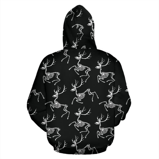 Deer Skeleton Print Pattern Pullover Hoodie