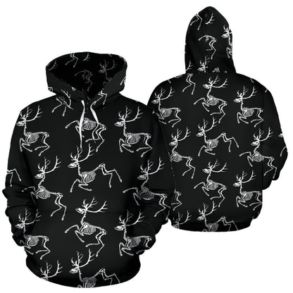 Deer Skeleton Print Pattern Pullover Hoodie