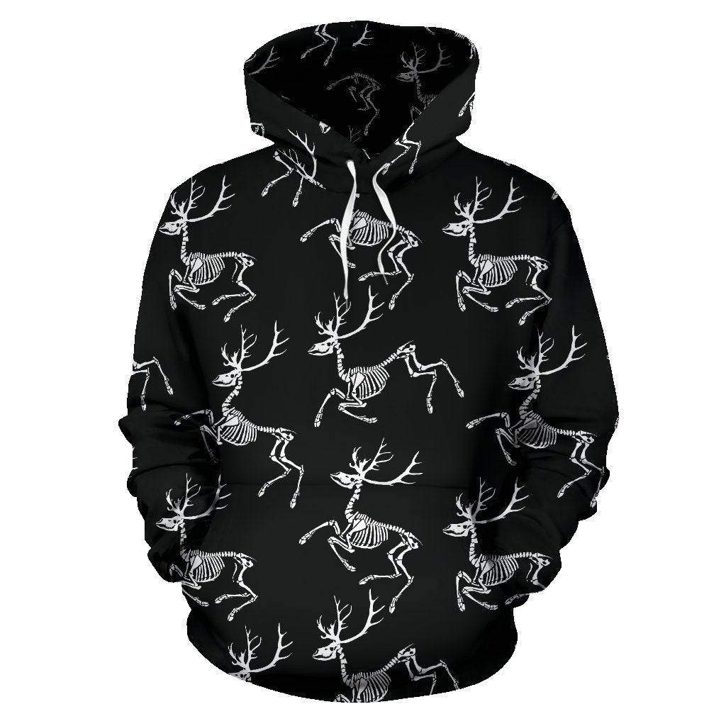 Deer Skeleton Print Pattern Pullover Hoodie