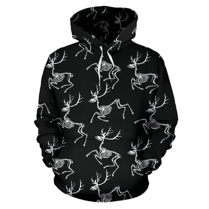 Deer Skeleton Print Pattern Pullover Hoodie