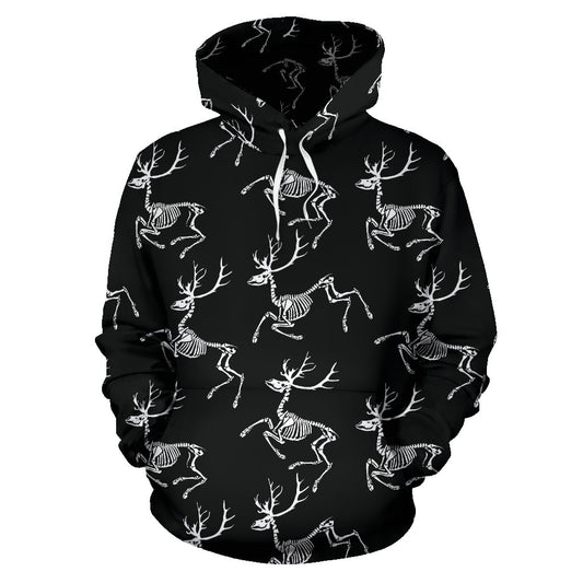 Deer Skeleton Print Pattern Pullover Hoodie