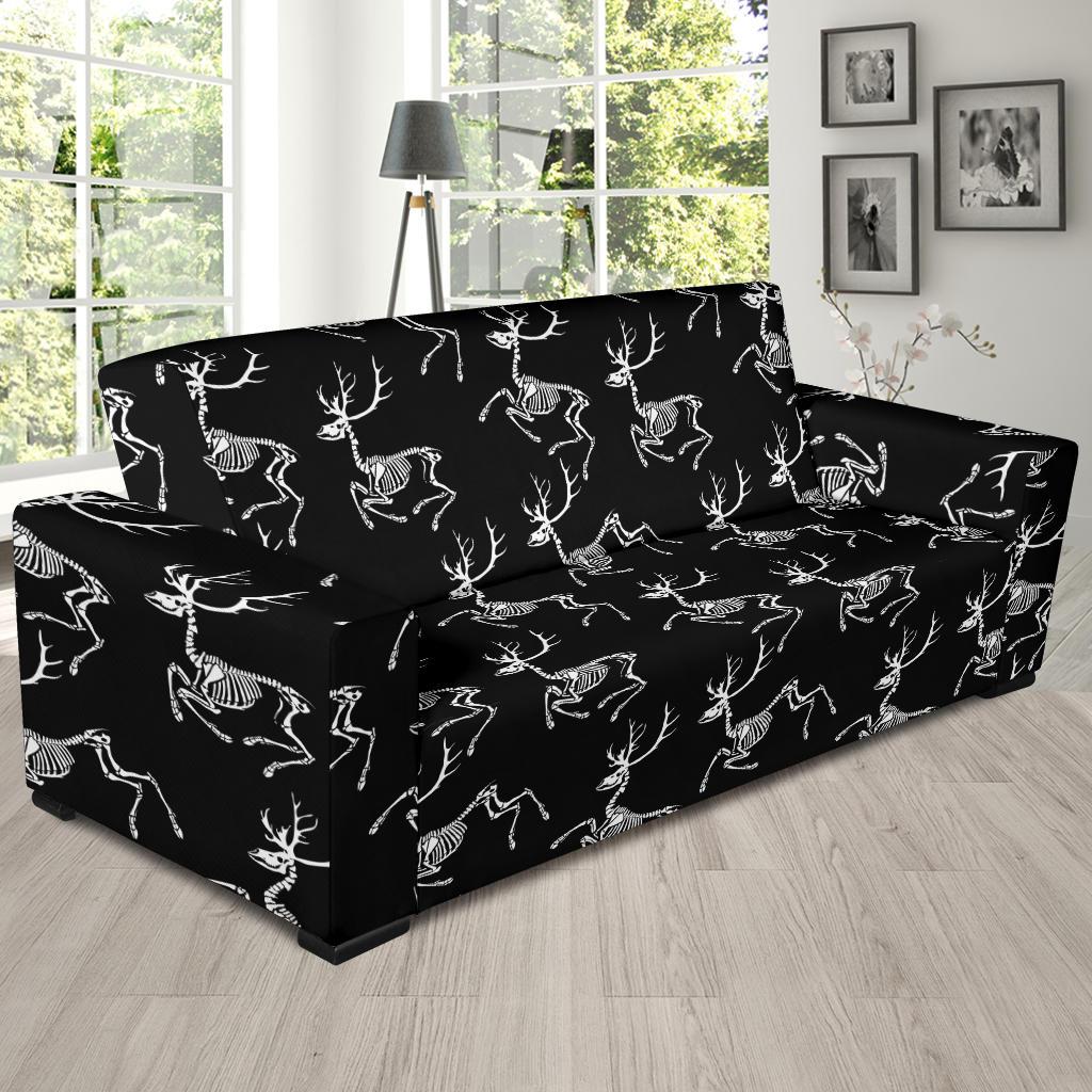 Deer Skeleton Print Pattern Sofa Slipcover-JTAMIGO.COM