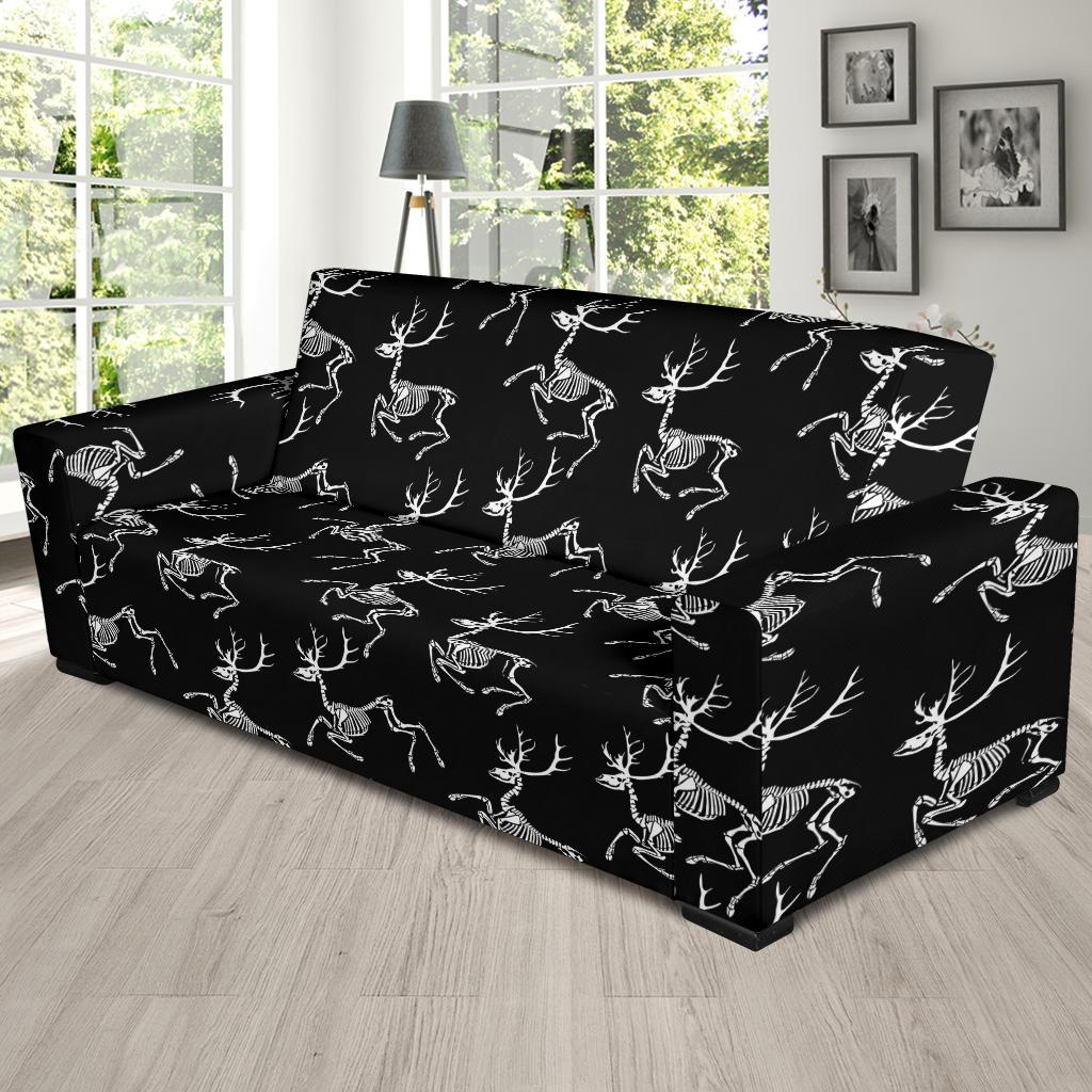 Deer Skeleton Print Pattern Sofa Slipcover-JTAMIGO.COM