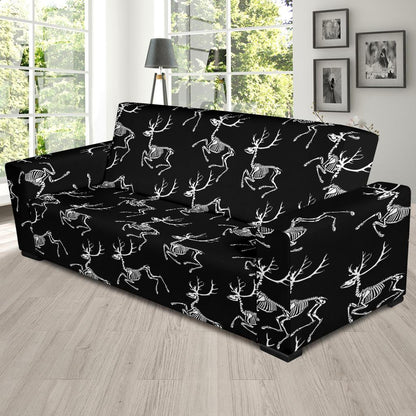 Deer Skeleton Print Pattern Sofa Slipcover-JTAMIGO.COM