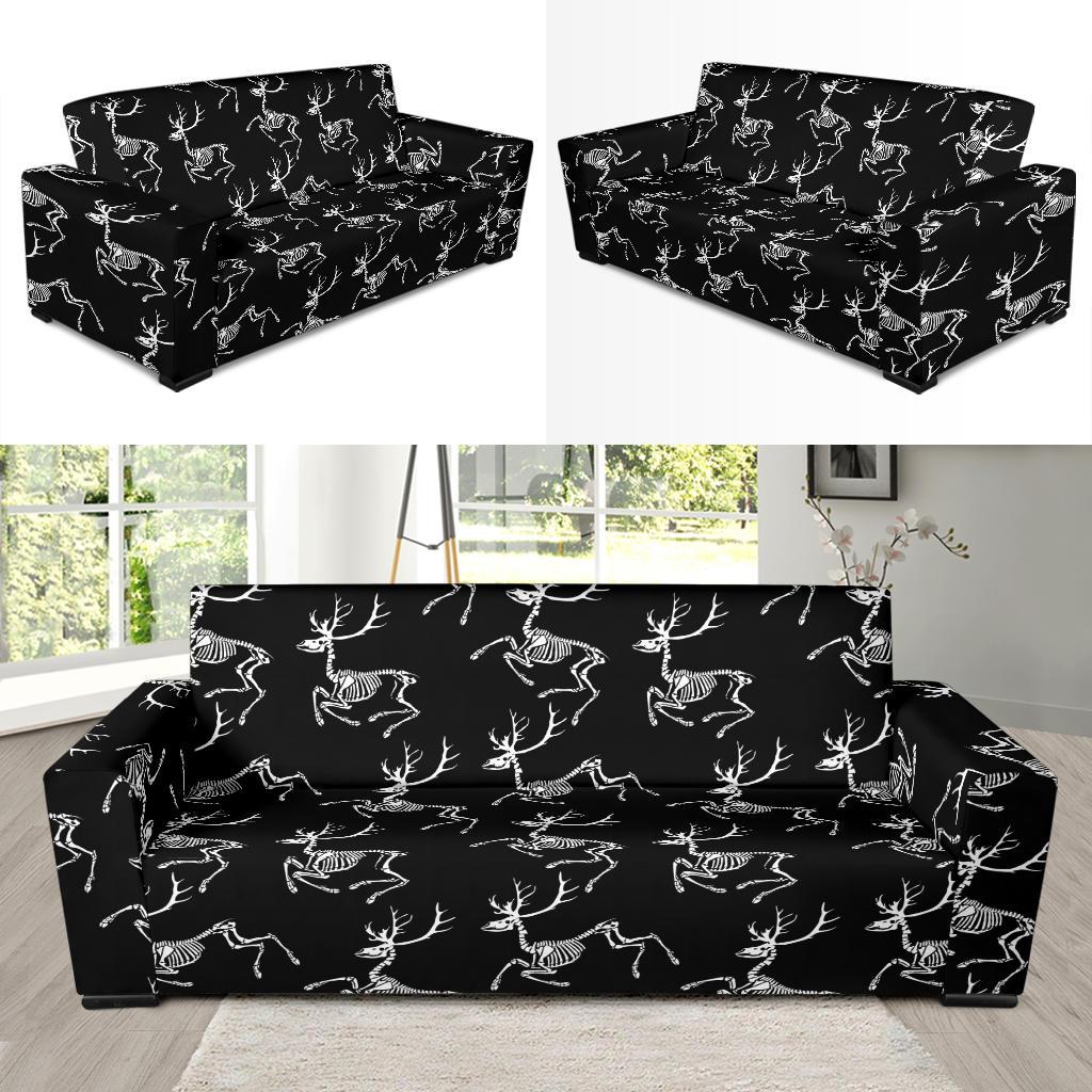 Deer Skeleton Print Pattern Sofa Slipcover-JTAMIGO.COM