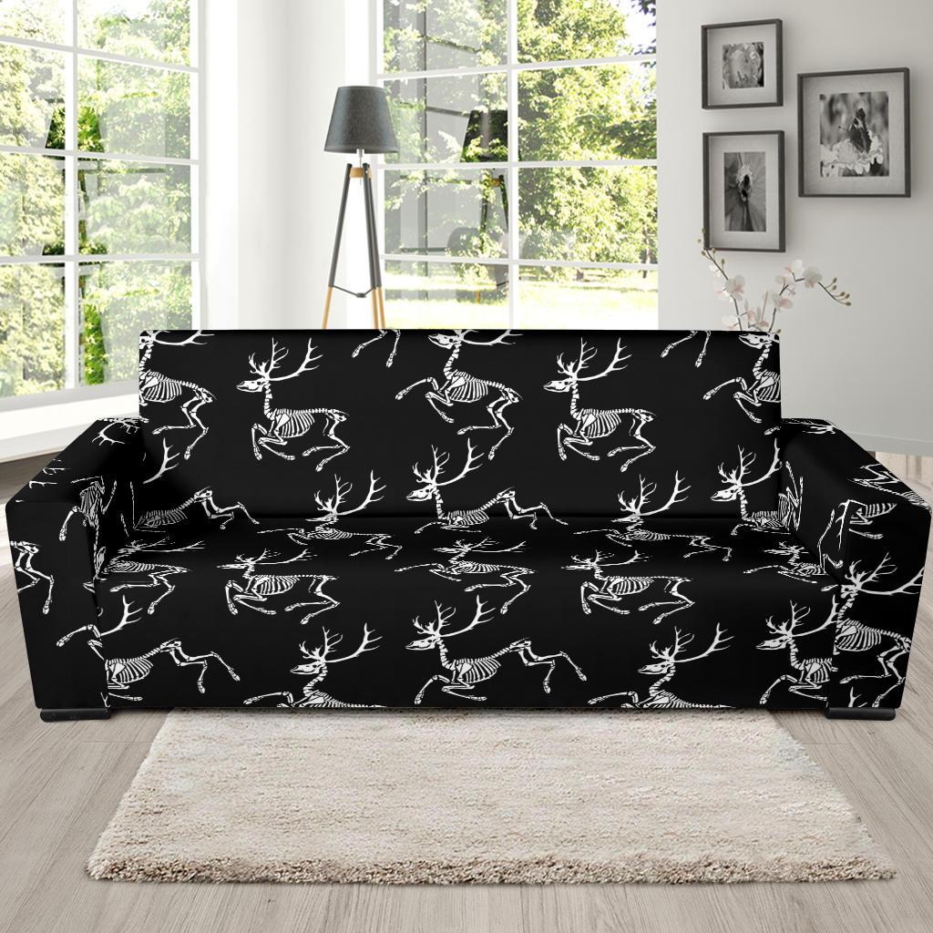 Deer Skeleton Print Pattern Sofa Slipcover-JTAMIGO.COM
