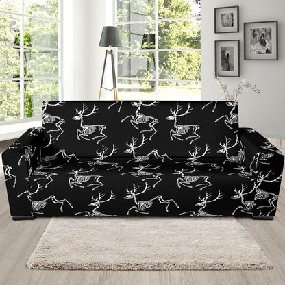 Deer Skeleton Print Pattern Sofa Slipcover-JTAMIGO.COM