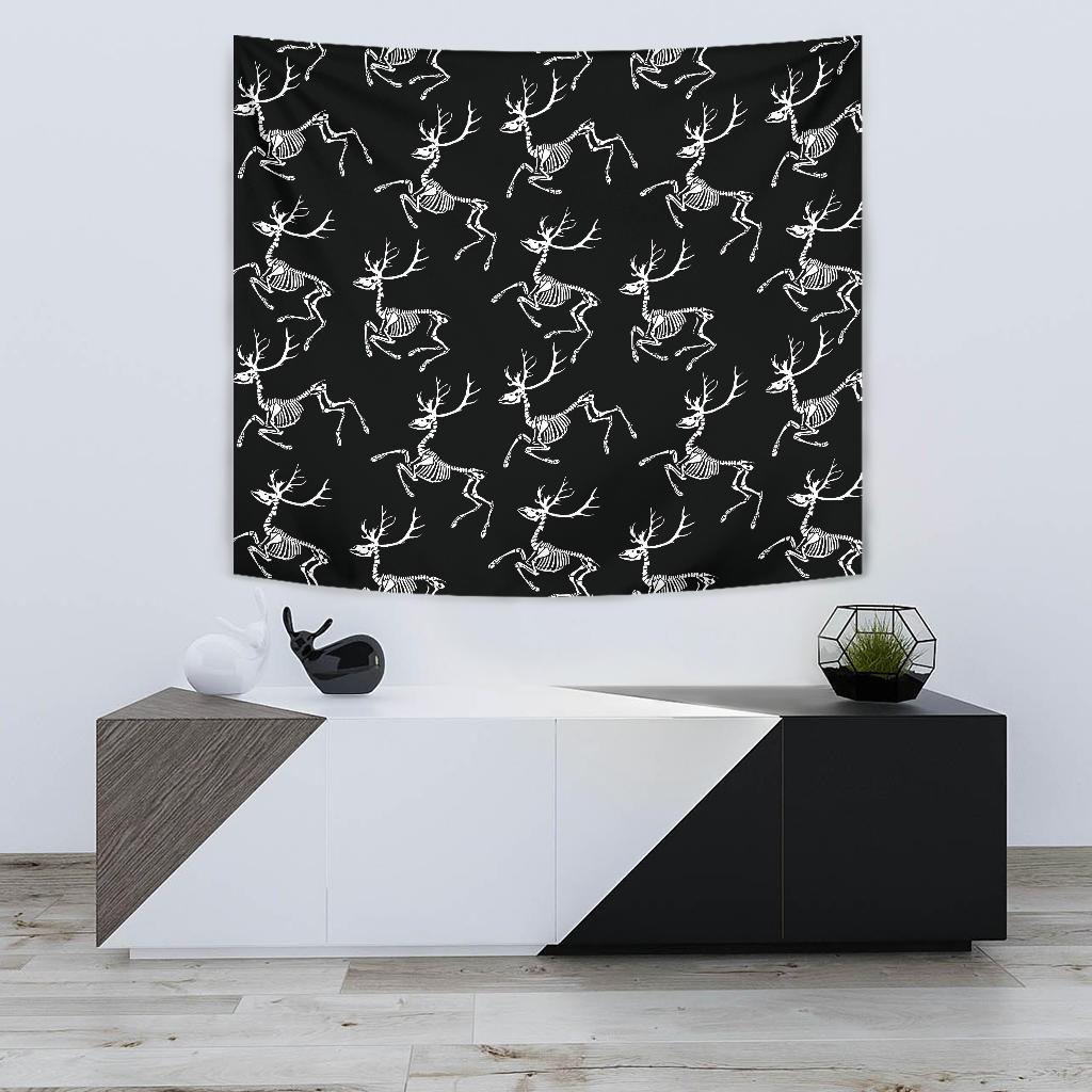 Deer Skeleton Print Pattern Tapestry