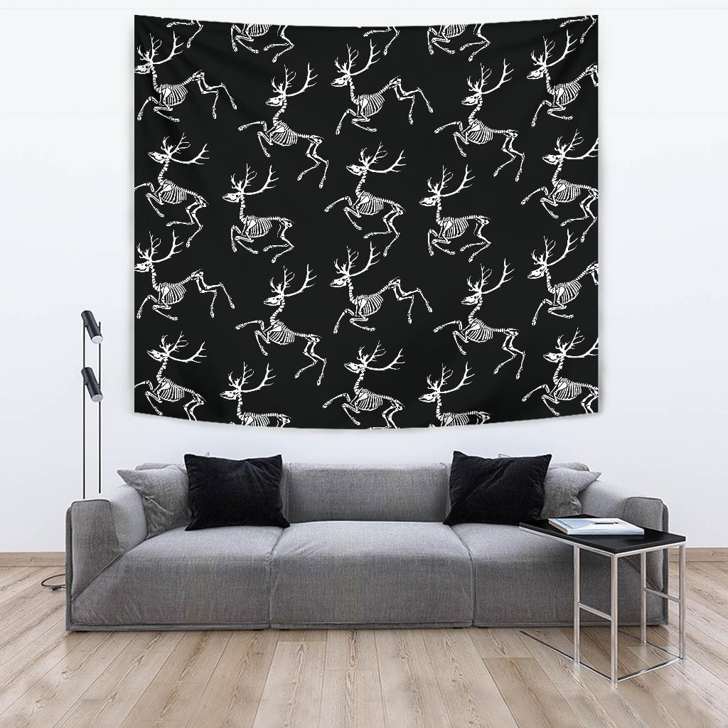Deer Skeleton Print Pattern Tapestry