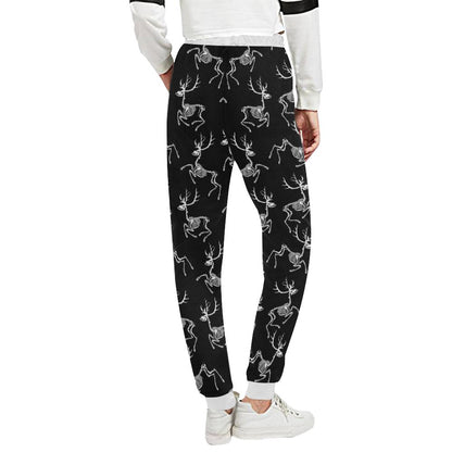 Deer Skeleton Print Pattern Unisex Casual Sweatpants (Model L11)-JTAMIGO.COM