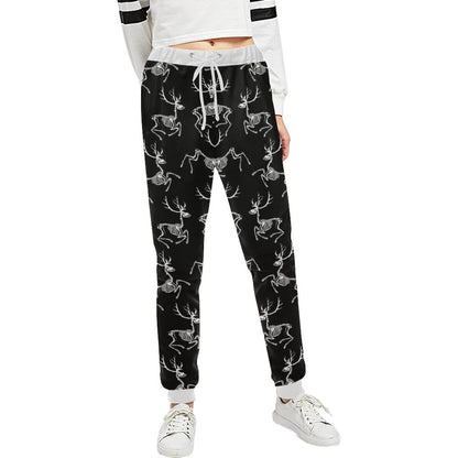 Deer Skeleton Print Pattern Unisex Casual Sweatpants (Model L11)-JTAMIGO.COM