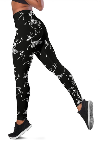 Deer Skeleton Print Pattern Women Leggings