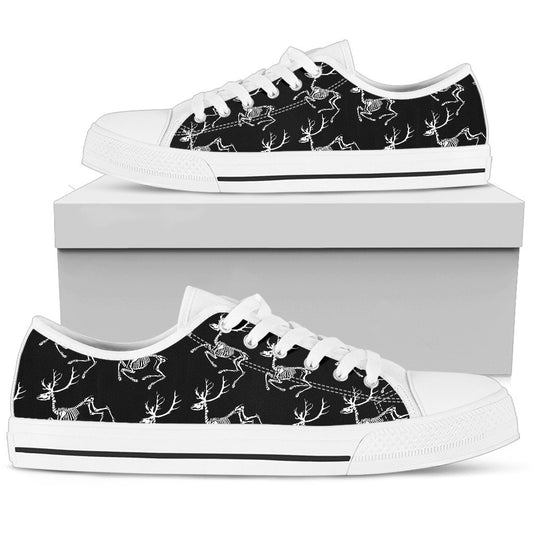 Deer Skeleton Print Pattern Women Low Top Shoes