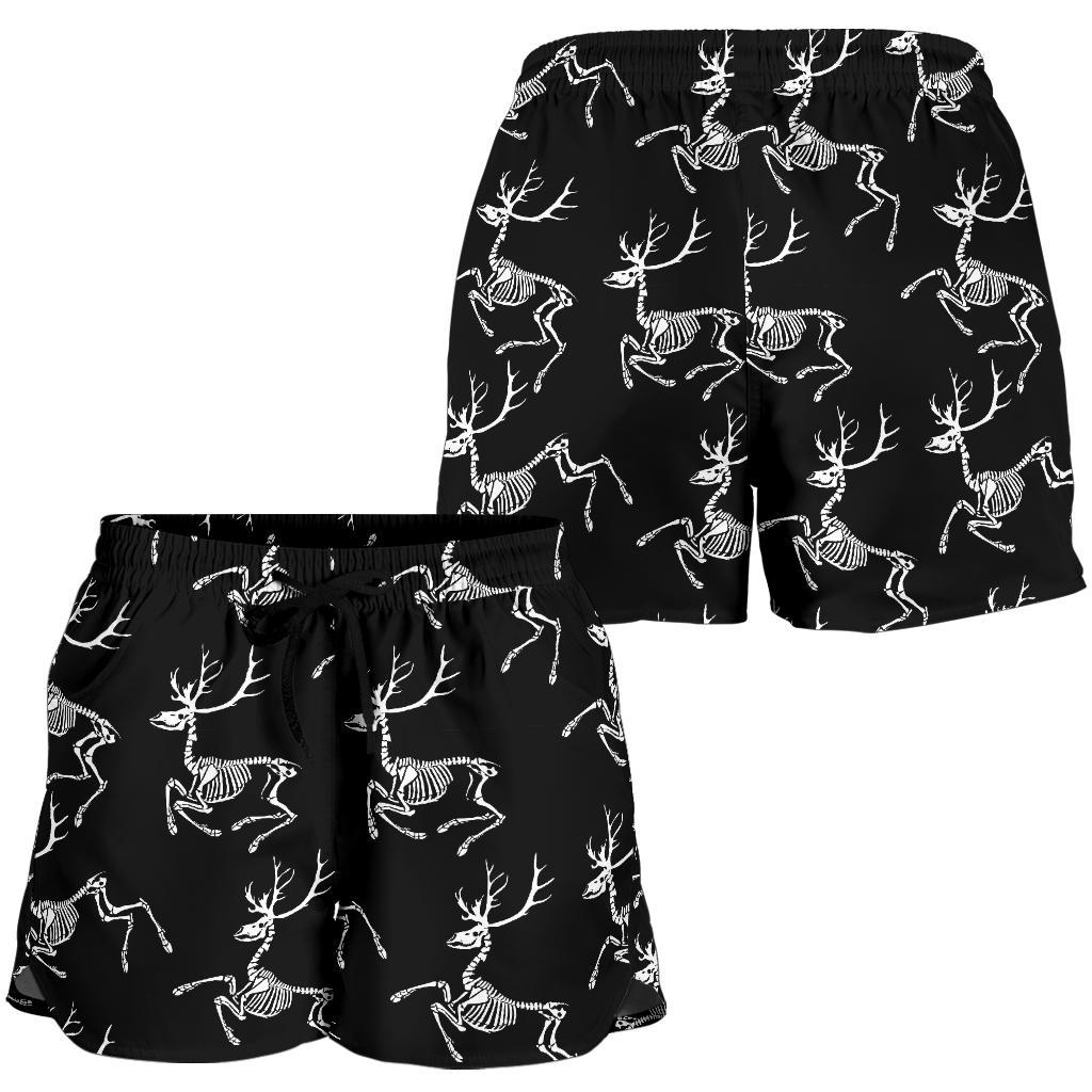 Deer Skeleton Print Pattern Women Shorts-JTAMIGO.COM