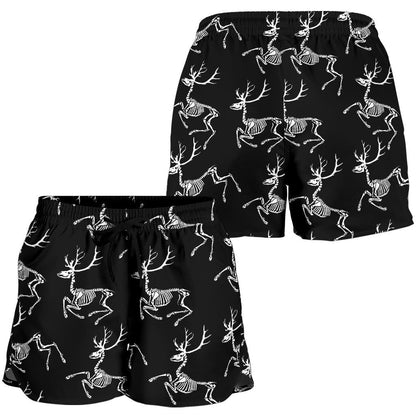 Deer Skeleton Print Pattern Women Shorts-JTAMIGO.COM