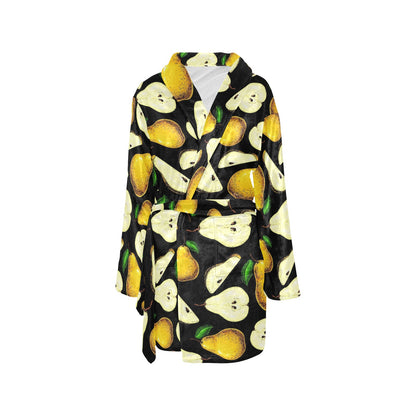 Pear Pattern Print Design PE01 Women's Fleece Robe