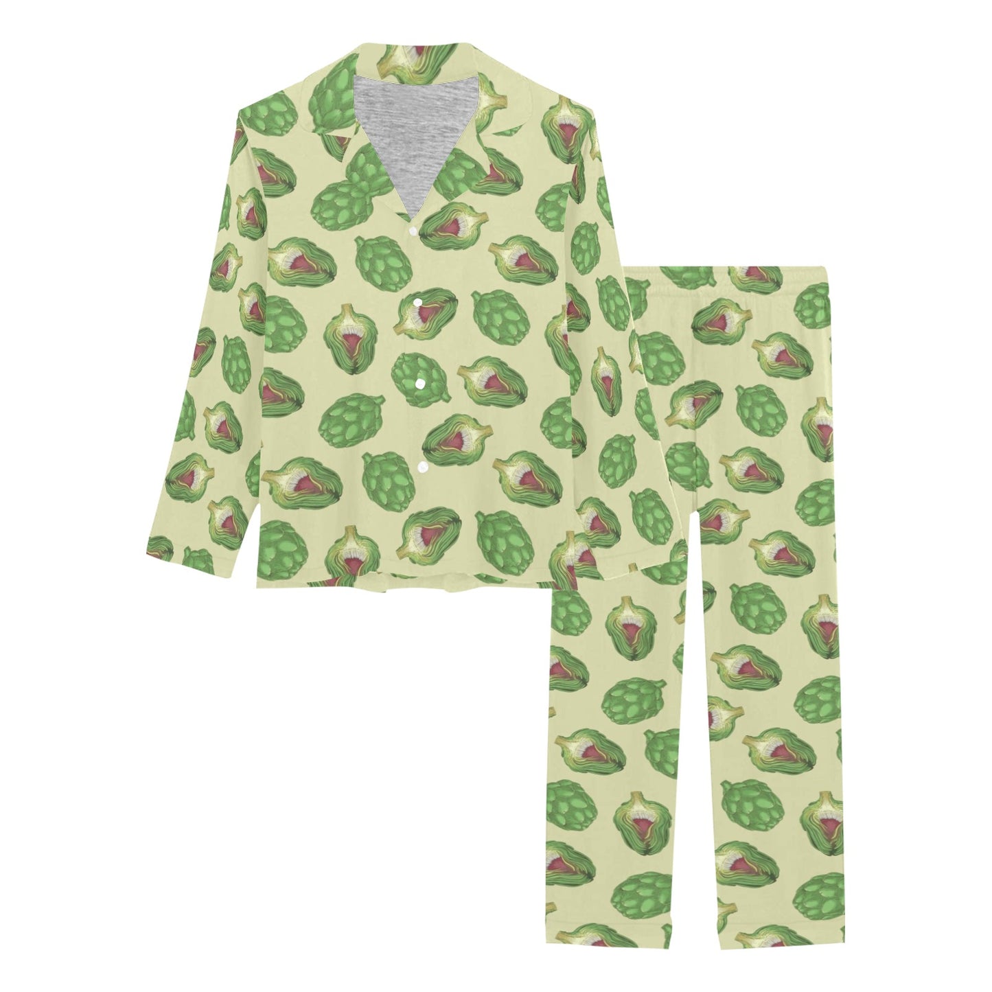 Artichoke Pattern Print Design 03 Women's Long Pajama Set