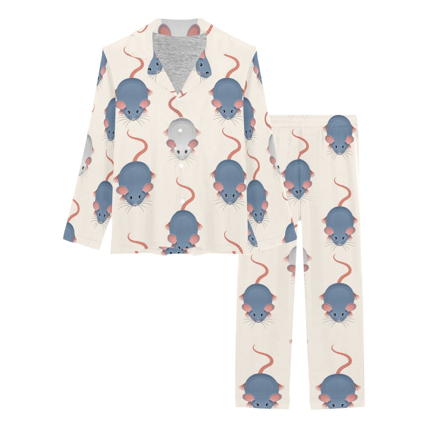 Rat Pattern Print Design 03 Women's Long Pajama Set