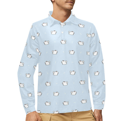 Samoyeds Print Design LKS302 Long Sleeve Polo Shirt For Men's
