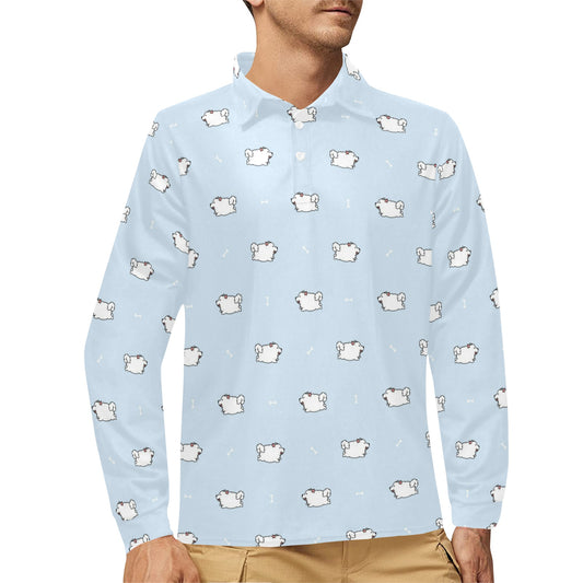 Samoyeds Print Design LKS302 Long Sleeve Polo Shirt For Men's