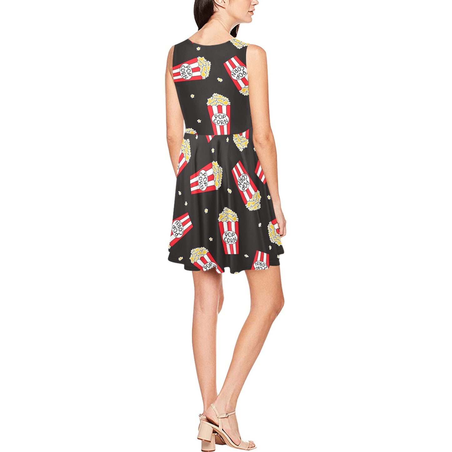 Popcorn Pattern Print Design A01 Sleeveless Dress