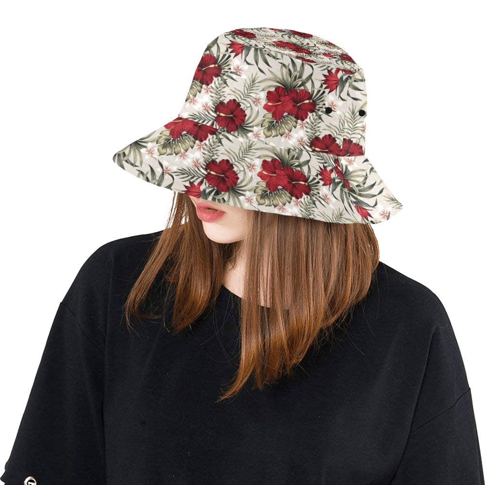 Hibiscus Print Design LKS3011 Unisex Bucket Hat