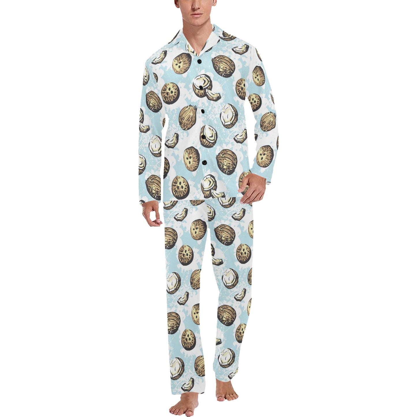 Coconut Pattern Print Design CN01 Men's Long Pajama Set