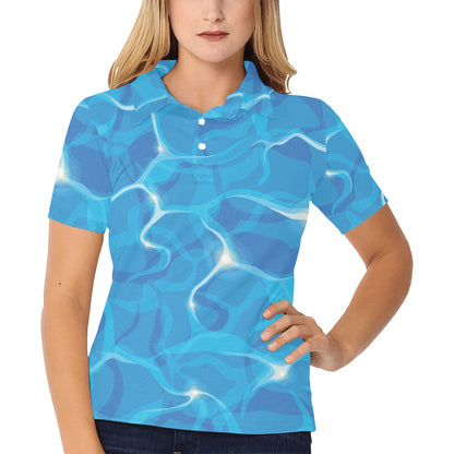 Ocean Reflex Pattern Print Design A02 Women's Polo Shirt