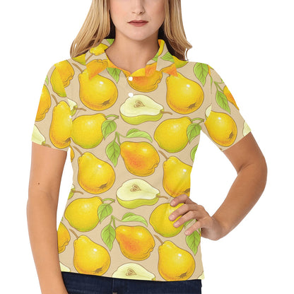 Pear Pattern Print Design PE05 Women's Polo Shirt