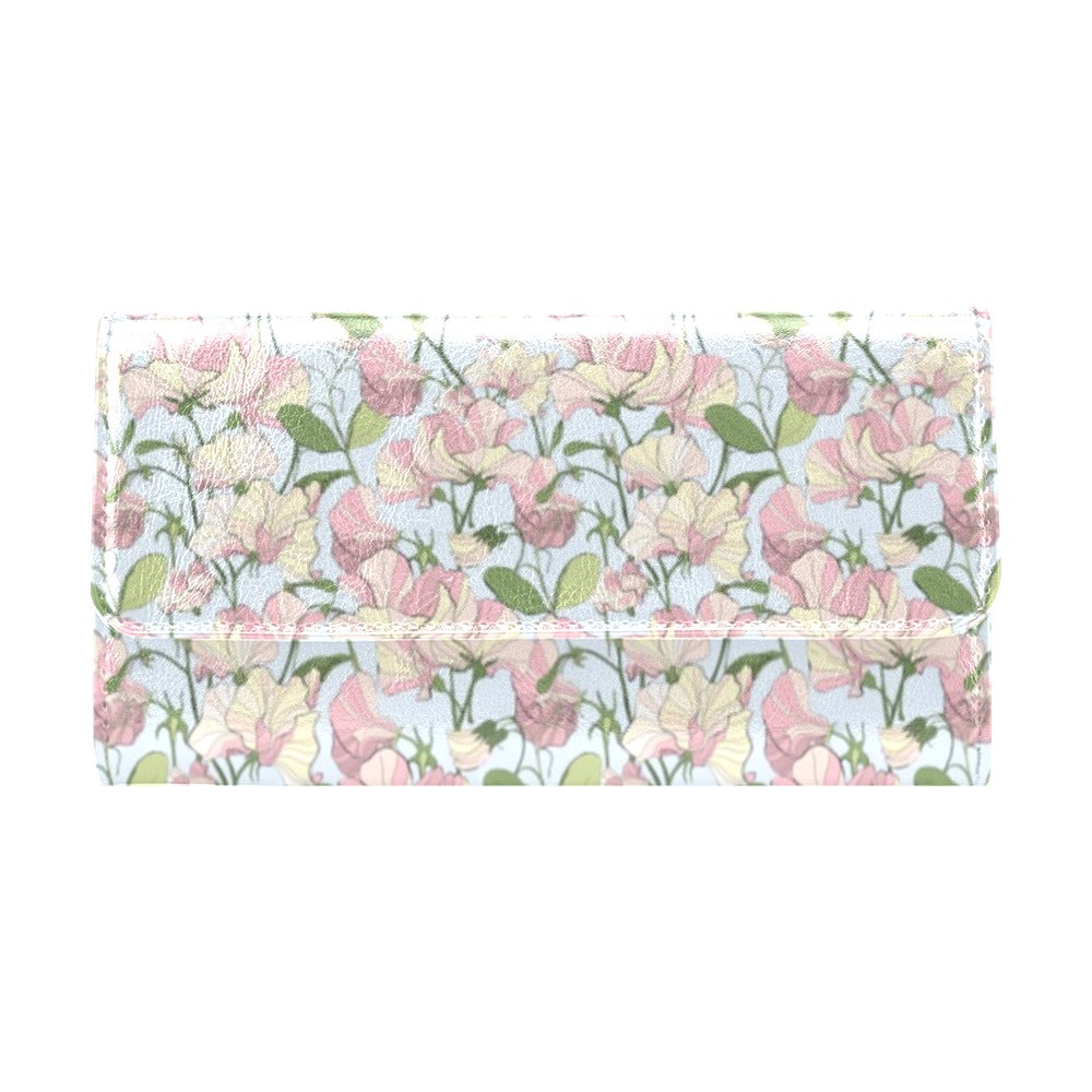 Sweet Pea Print Design LKS304 Women's Trifold Wallet