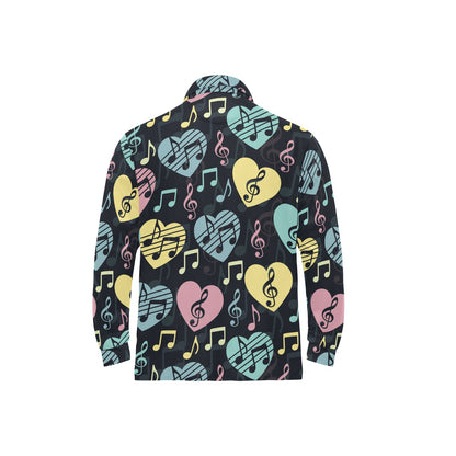 Music note Pattern Print Design A03 Long Sleeve Polo Shirt For Men's