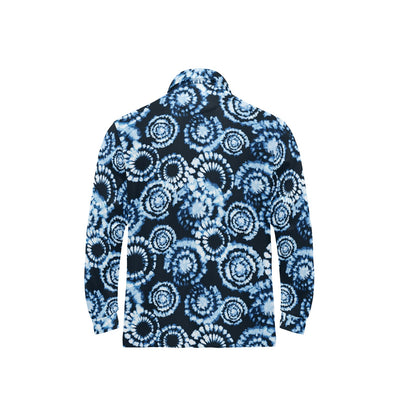 Tie Dye Dark Blue Print Design LKS306 Long Sleeve Polo Shirt For Men's