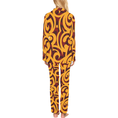 Maori Pattern Print Design 02 Women's Long Pajama Set