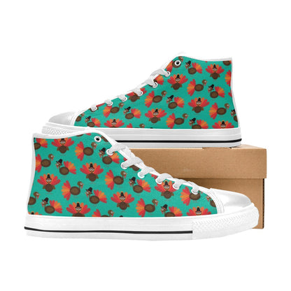 Turkey Print Design LKS402 Men's High Top Canvas Shoes