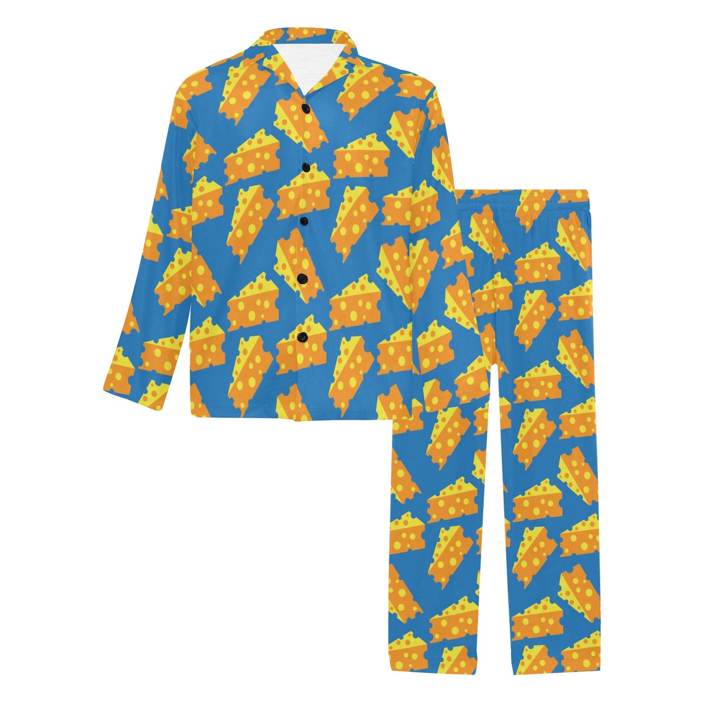 Cheese Pattern Print Design 05 Men's Long Pajama Set
