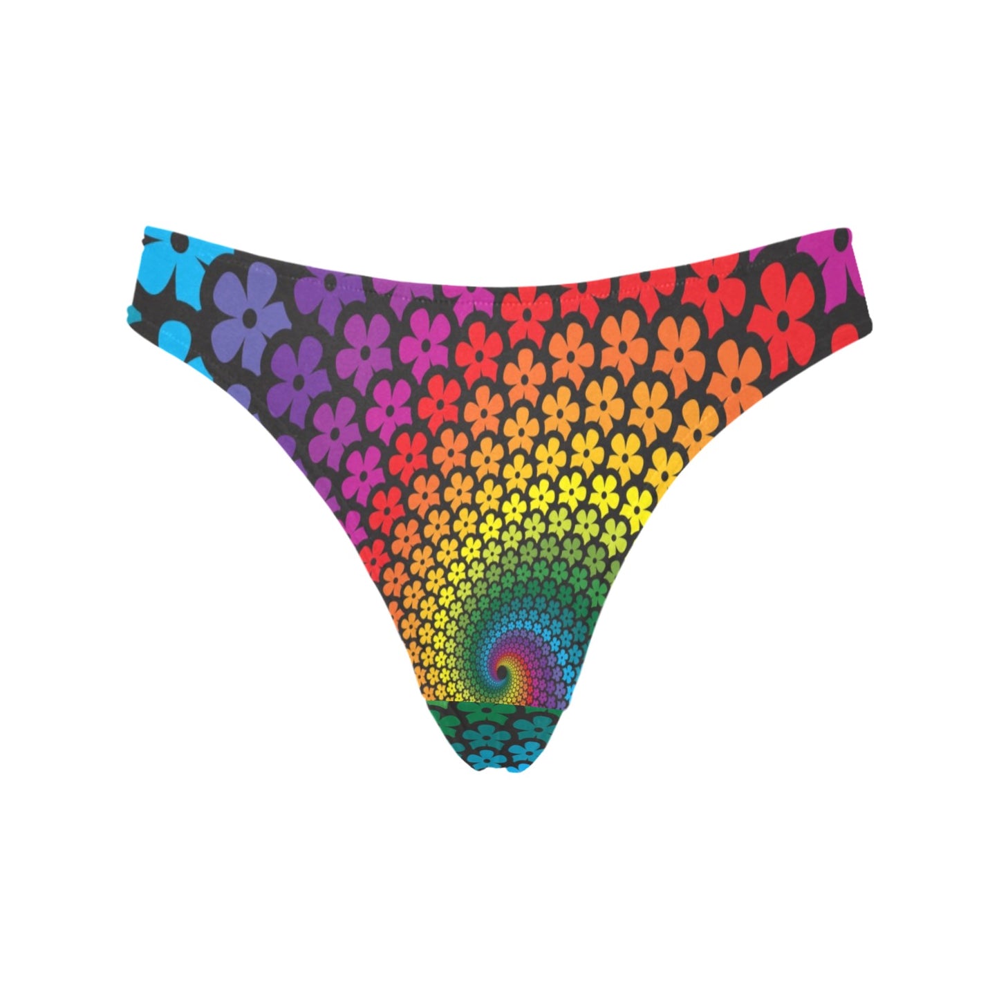 Flower Power Rainbow Spiral Print Women's Thongs
