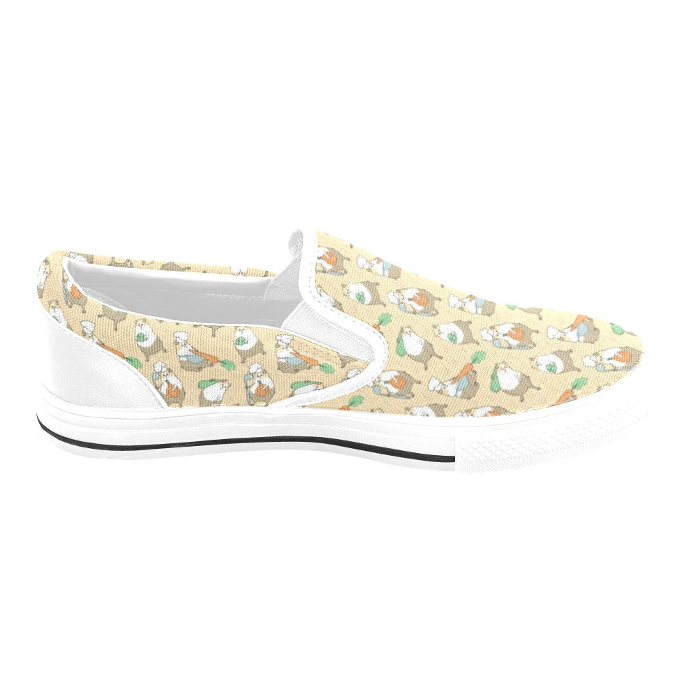 Guinea Pig Print Design LKS401 White Slip Ons Canvas Women's Shoes