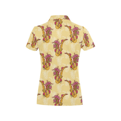 Saxophone Pattern Print Design 04 Women's Polo Shirt